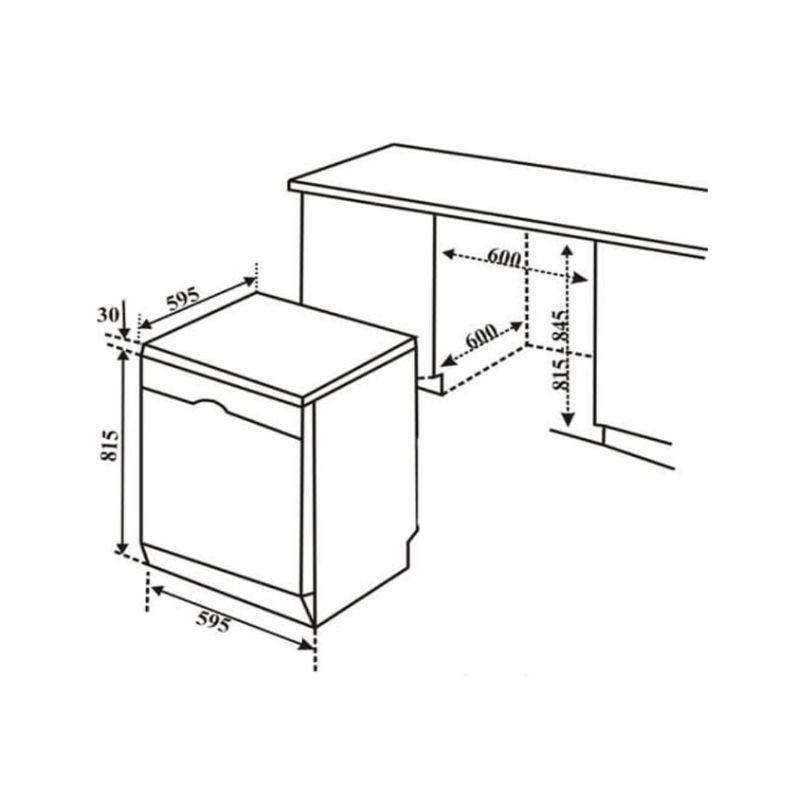 Kích thước lắp đặt máy rửa bát độc lập Bosch SMS4HMI07E serie 4 Kích thước lắp đặt máy rửa bát độc lập Bosch SMS4HMI07E serie 4