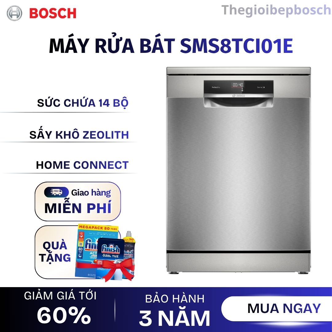 Máy rửa bát độc lập Bosch SMS8TCI01E serie 8 Máy rửa bát độc lập Bosch SMS8TCI01E serie 8