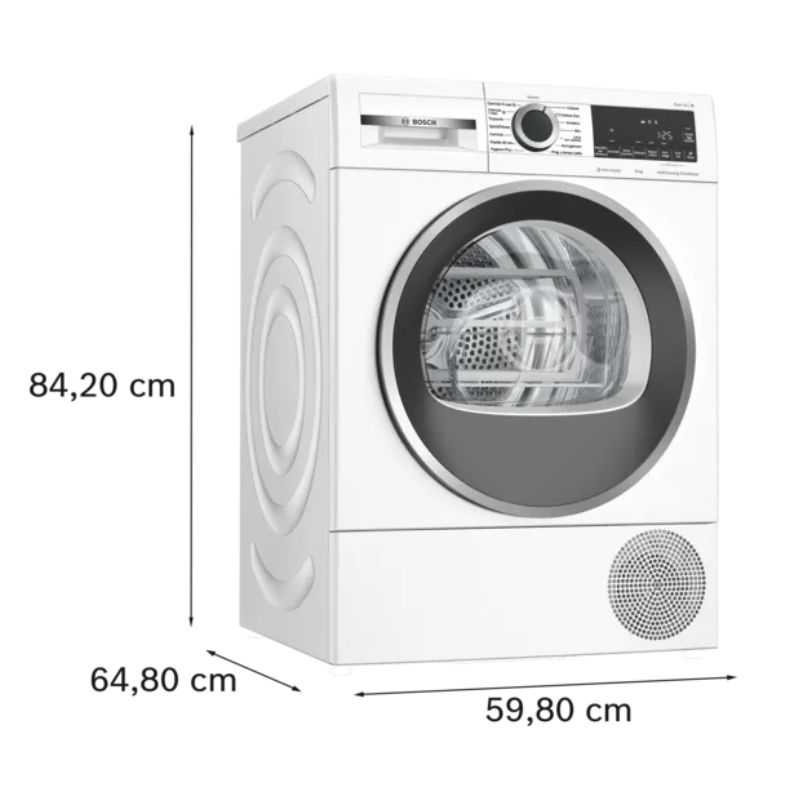 Kích thước máy sấy bơm nhiệt Bosch 8 kg WQG235A0IT Serie 6 Kích thước máy sấy bơm nhiệt Bosch 8 kg WQG235A0IT Serie 6