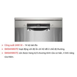 Máy rửa bát Bosch SMS4HMI07E 3 bang dieu khien may rua bat doc lap bosch sms4hmi07e serie 4