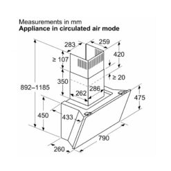 Máy hút mùi áp tường Bosch DWK81AN60 Serie 6 4 Kích thước máy hút mùi áp tường Bosch DWK81AN60 Serie 6
