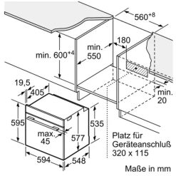 Lò nướng âm tủ 71 lít Bosch HBG7741B1 4 Kich thước lò nướng âm tủ 71 lít Bosch HBG7441B1