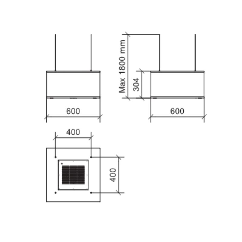 Máy hút đảo treo cáp Dudoff Domina 60W 5 Kích thước máy hút đảo treo cáp Dudoff Domina 60W