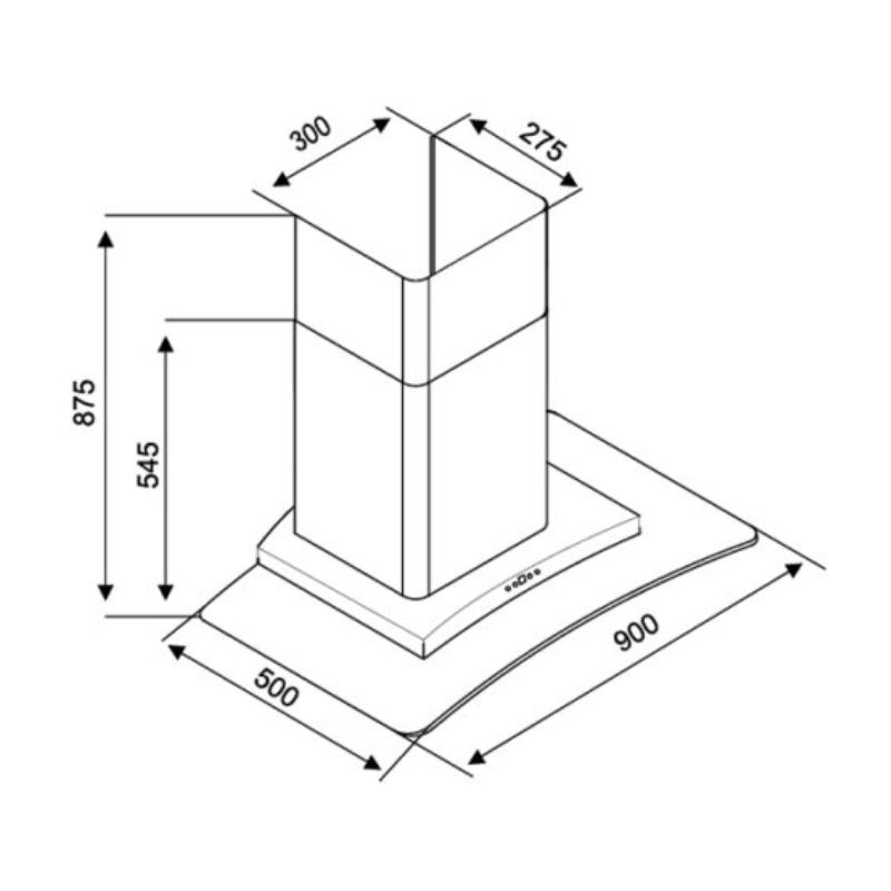 Máy hút khử mùi Kocher K-228T 90cm 5 Kích thước máy hút khử mùi Kocher K-228T 90cm