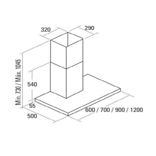 Máy hút mùi áp tường Cata SYGMA VL3 600 /B 7 Kích thước máy hút mùi áp tường Cata SYGMA VL3 600 /B