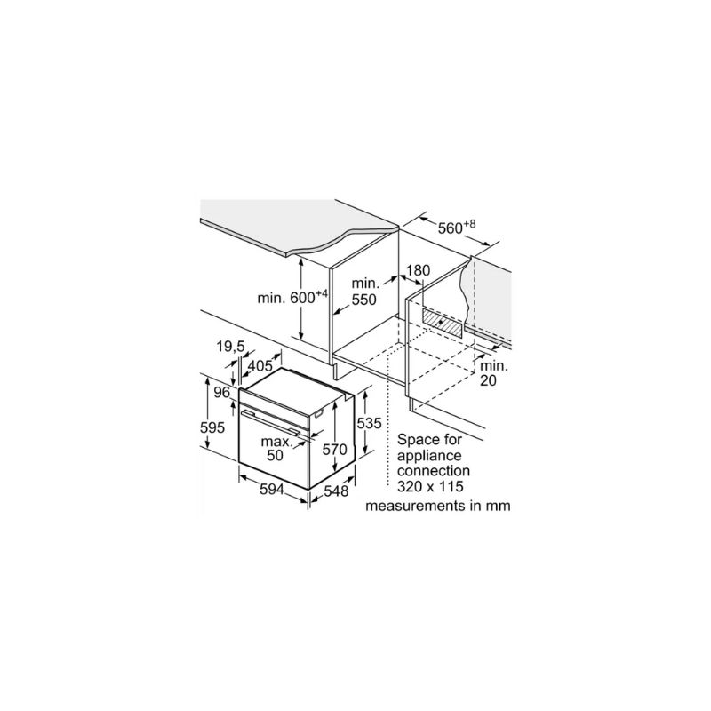 Lò nướng Bosch HBS534BB0B 7 Kích thước của Lò nướng Bosch HBS534BB0B
