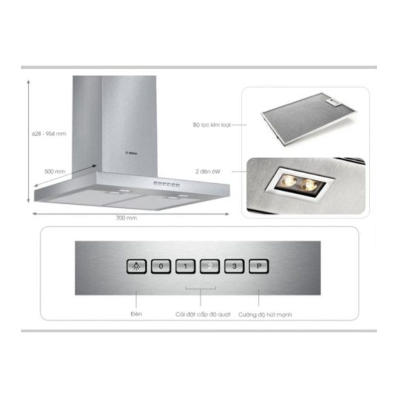 Máy hút khói khử mùi Bosch DWB077A50 5 Thiết kế máy hút khói khử mùi Bosch DWB077A50