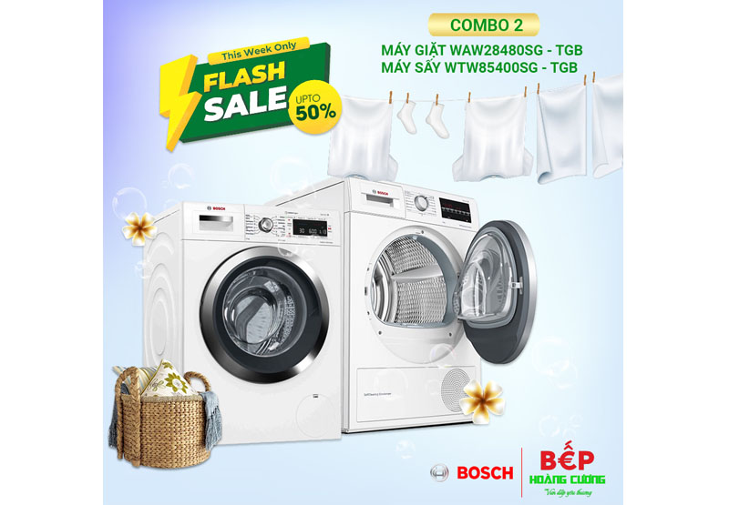 COMBO 2: Máy giặt Bosch 9kg WAW28480SG + Máy sấy Bosch WTW85400SG 3 COMBO 2: Máy giặt Bosch 9kg WAW28480SG + Máy sấy Bosch WTW85400SG
