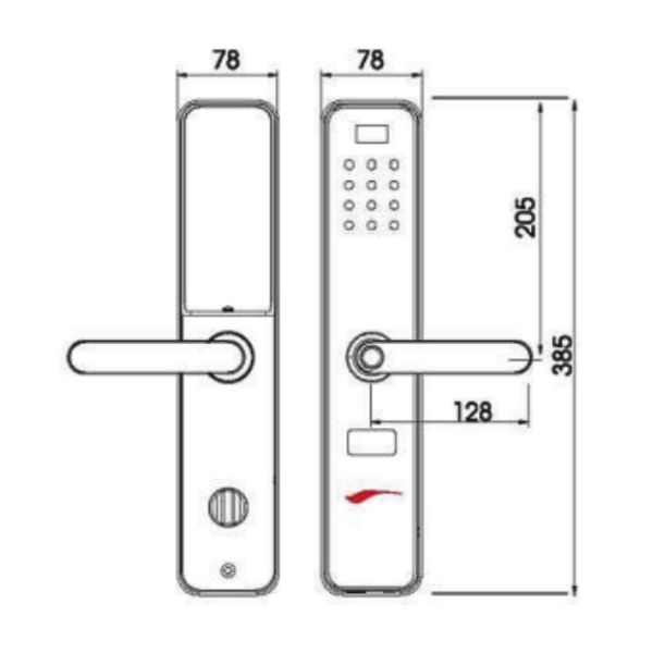 Khóa cửa điện tử Demax SL630 DG - APP WIFI 4 Kích thước của Khóa cửa điện tử Demax SL630 DG - APP WIFI