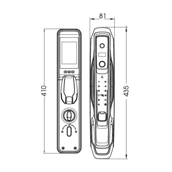 Khóa cửa thông minh nhận diện khuôn mặt FACE ID-3D Demax SL968 CB 4 Kích thước của Khóa cửa thông minh nhận diện khuôn mặt FACE ID-3D Demax SL968 CB