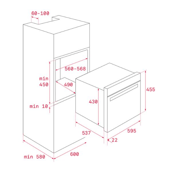 Lò nướng kết hợp vi sóng Teka HLC 844 C BK-SS 40587602 5 Kích thước của Lò nướng kết hợp vi sóng Teka HLC 844 C BK-SS