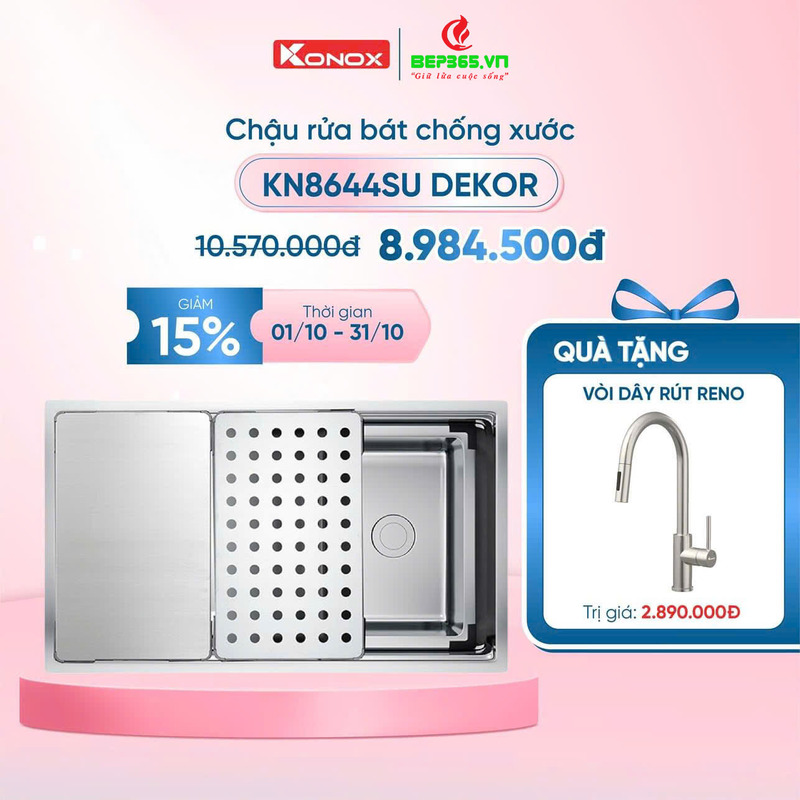 Chậu rửa bát Konox Workstation - Undermount Sink KN8644SU Dekor 3 Khuyến mãi chậu rửa bát Konox Workstation - Undermount Sink KN8644SU Dekor