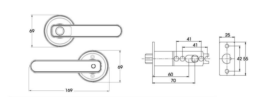 Khóa cửa vân tay Demax SL108 SV 4 kích thước Khóa cửa vân tay Demax SL108 SV
