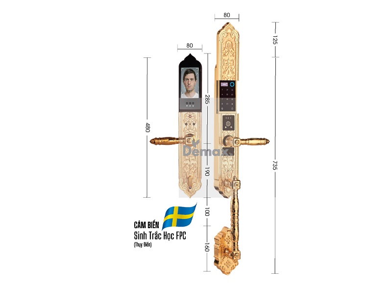 Khóa cửa đại sảnh - biệt thự Demax SL986 Gold App Wifi 3 Khóa cửa đại sảnh - biệt thự Demax SL986 Gold App Wifi