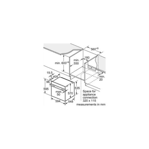 Lò nướng Bosch HBA5360B0K 12 Kích thước của Lò nướng Bosch HBA5360B0K