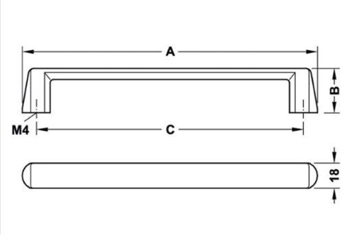Tay nắm tủ Hafele Nicken mờ 212 x 32mm 106.69.607 4 Tay nắm tủ Hafele Nicken mờ 212 x 32mm 106.69.607