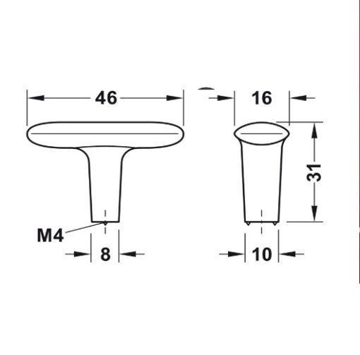 Tay nắm tủ Hafele màu đen mờ 46mm 106.70.120 4 Tay nắm tủ Hafele màu đen mờ 46mm 106.70.120