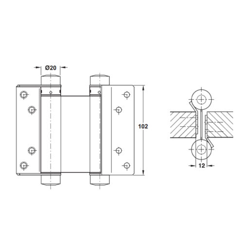 Bản lề 2 chiều Hafele tải trọng 12-16kg 927.97.020 5 Kích thước của Bản lề 2 chiều Hafele tải trọng 12-16kg 927.97.020