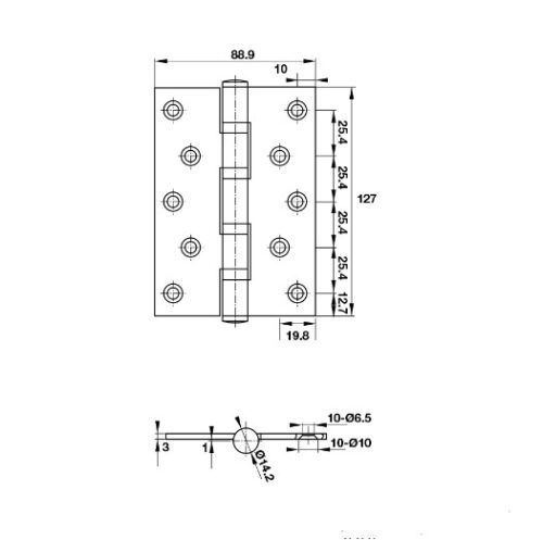 Bản lề lá 2 vòng bi 80Kg Hafele 926.41.288 5 Kích thước của Bản lề lá 2 vòng bi 80Kg Hafele 926.41.288