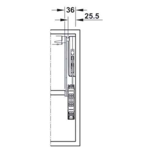 Bộ tay nâng Free Up Hafele 493.05.805 nắp xám 5 Kích thước của Bộ tay nâng Free Up Hafele 493.05.805 nắp xám