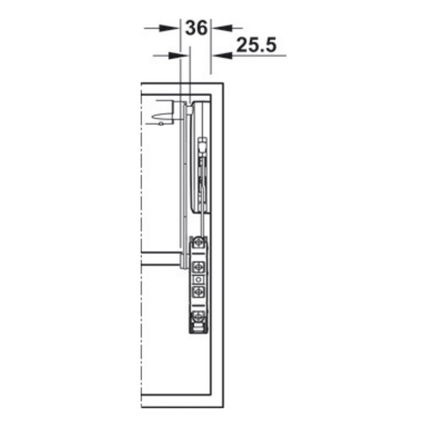 Bộ tay nâng Free Up Hafele 493.05.805 nắp xám 4 Kích thước của Bộ tay nâng Free Up Hafele 493.05.805 nắp xám