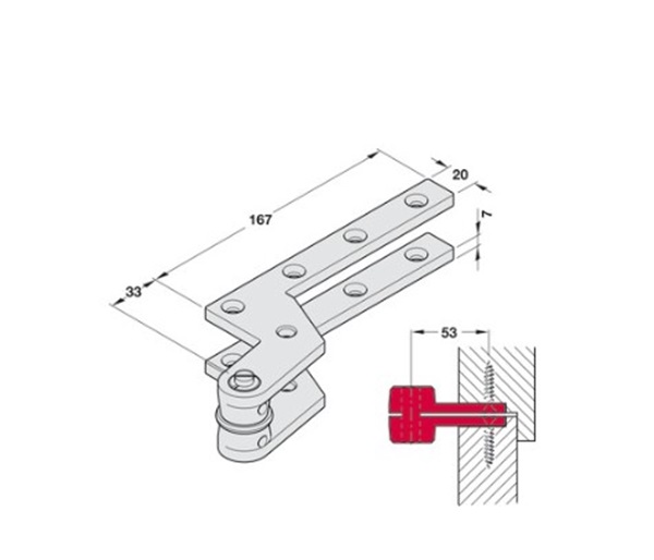 Bộ trục kẹp cửa 1 chiều Hafele 932.10.420 4 Bộ trục kẹp cửa 1 chiều Hafele 932.10.420