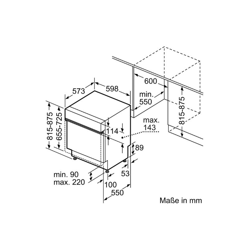 Máy rửa bát Bosch SMI6ZDS49E serie 6 10 Kích thước của Máy rửa bát Bosch SMI6ZDS49E serie 6