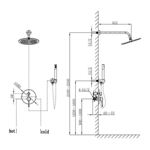 Sen tắm âm tường nóng lạnh Paul Schmitt PA601W 5 kich thuoc sen tam am tuong nong lanh paul schmitt pa601w