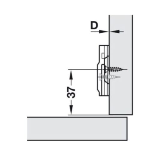 Đế bản lề Metalla SM không bật Hafele 315.98.670 7 Kích thước đế bản lề Metalla SM không bật Hafele 315.98.670