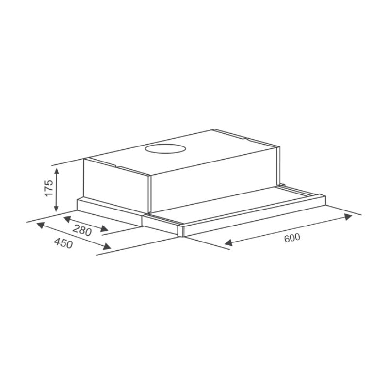 Máy hút mùi âm tủ Canzy CZ 600GM 4 Kích thước máy hút mùi âm tủ Canzy CZ 600GM