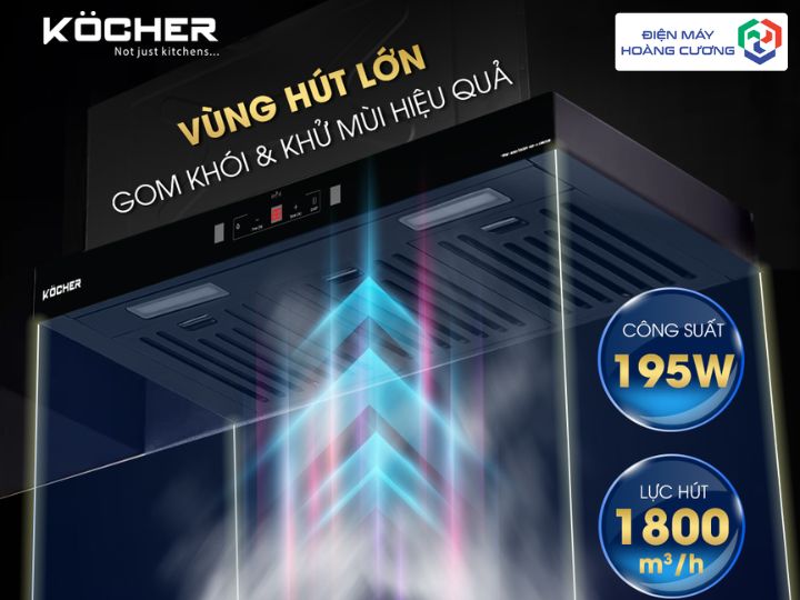 Công suất hút mạnh mẽ máy hút mùi X-350D