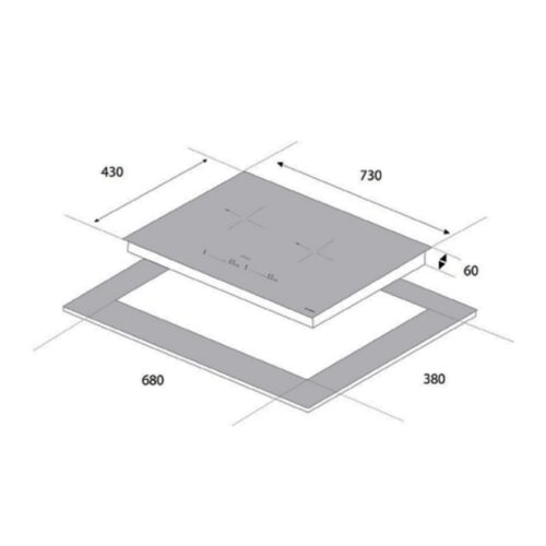 Bếp từ Eurogold 2 vùng nấu EUH3399Pro lắp âm 7 Kích thước hình ảnh bếp từ Eurogold 2 vùng nấu EUH3399Pro lắp âm