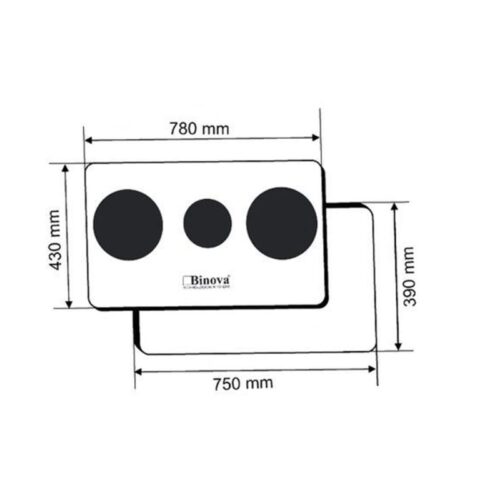 Bếp từ Binova 3 vùng nấu BI-334-ID lắp âm 7 Kích thước bếp từ Binova 3 vùng nấu BI-334-ID lắp âm