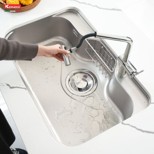 Chậu rửa bát inox 1 hố Konox TARI 7851SR Basic 9 Ảnh thực tế chậu rửa bát inox 1 hố Konox TARI 7851SR Basic