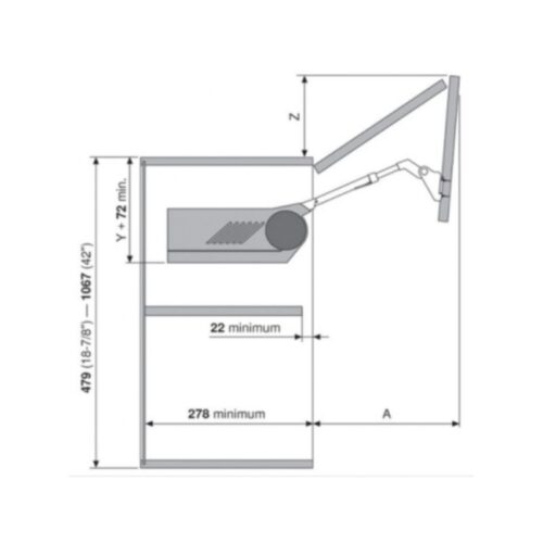Hộp lực tay nâng Blum Aventos HF-22 372.94.033 5 Kích thước Hộp Lực Tay Nâng Blum Aventos HF-22 372.94.033