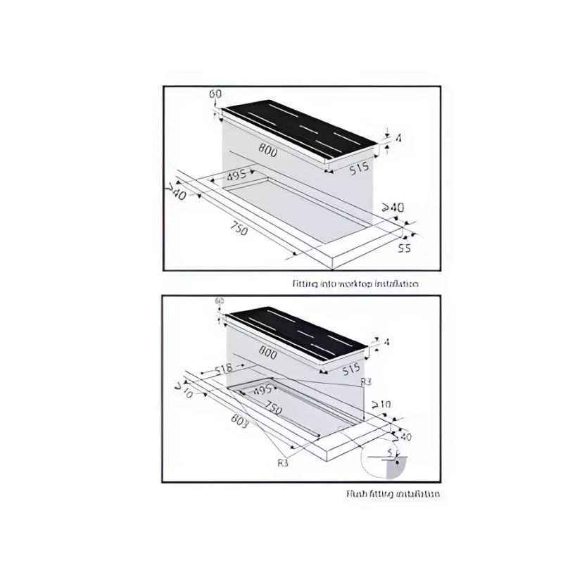 Bếp từ Brandt 4 vùng nấu BPI384BH lắp âm 5 Kích thước bếp từ Brandt 4 vùng nấu BPI384BH lắp âm