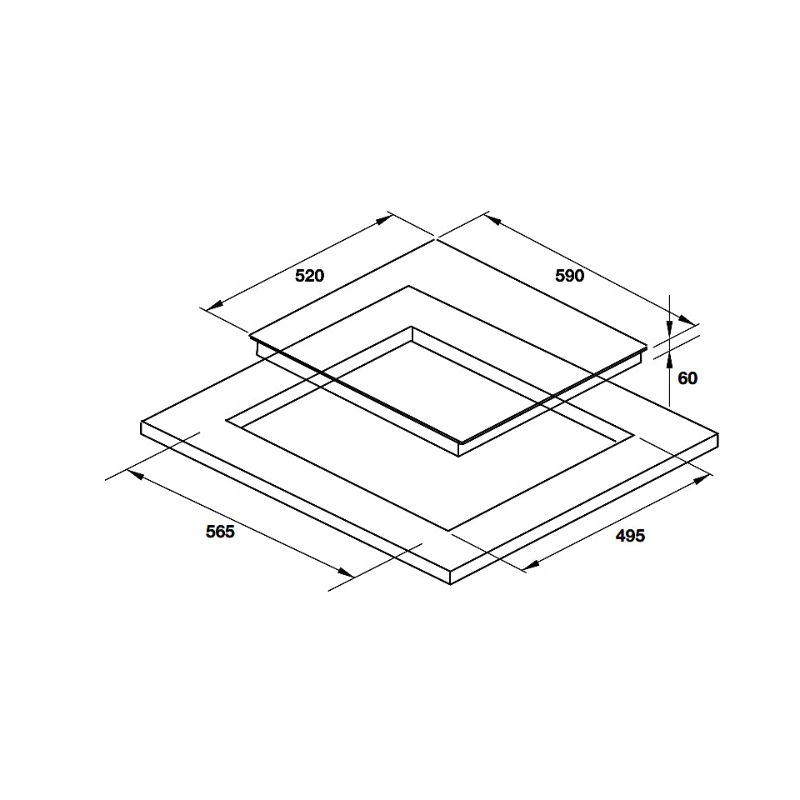 Bếp từ Hafele 3 vùng nấu HC-I6032B 533.09.901 lắp âm 5 Kích thước bếp từ Hafele 3 vùng nấu HC-I6032B 533.09.901 lắp âm