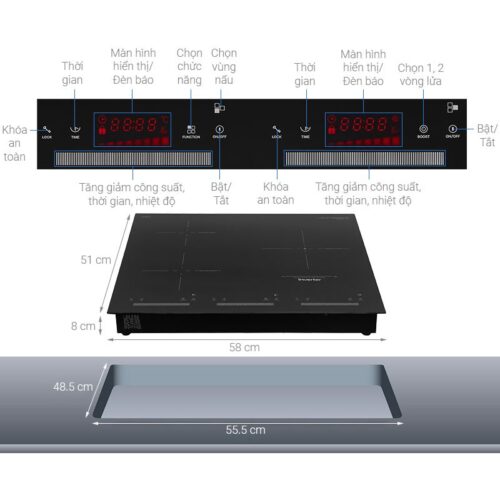 Bếp từ kết hợp hồng ngoại Junger 3 vùng nấu CEJ-300-IIF lắp âm 7 Kích thước bếp từ kết hợp hồng ngoại Junger 3 vùng nấu CEJ-300-IIF lắp âm