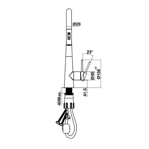 Vòi rửa bát Hafele HT24-SH1P417-BR 570.85.041 có dây rút 8 Kích thước mặt sau vòi rửa bát Hafele HT24-SH1P417-BR 570.85.041 có dây rút