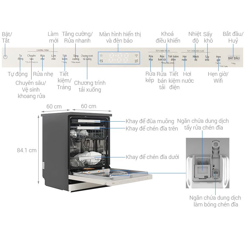 Máy rửa bát độc lập LG LDT14BGA3 ANBPEVN 6 Kích thước máy rửa bát độc lập LG LDT14BGA3 ANBPEVN