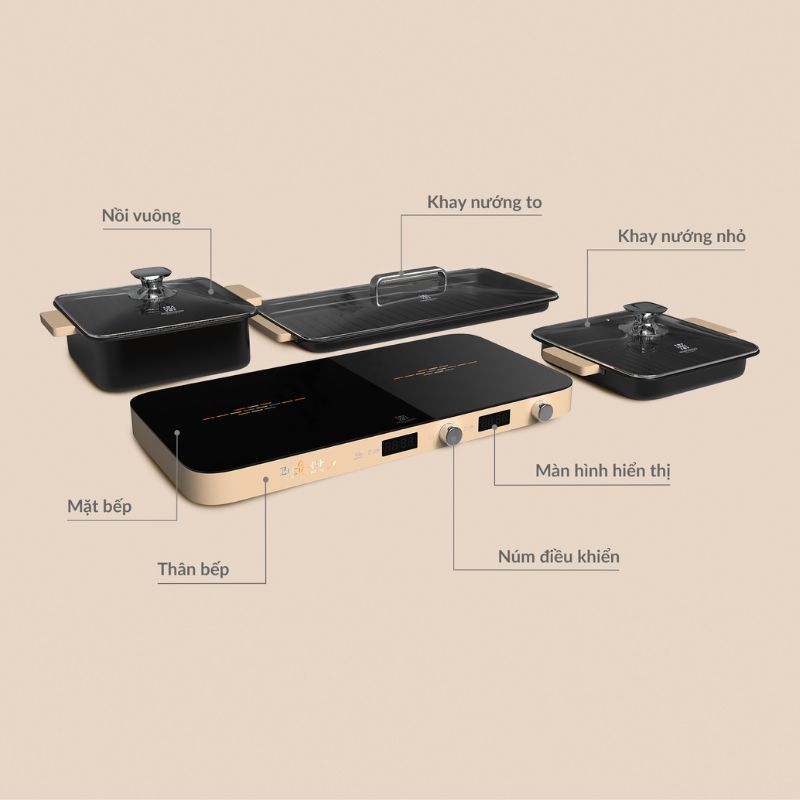 Bếp từ đôi Hawonkoo MCEH-200-II-CF di động 5 Thiết kế bếp từ đôi Hawonkoo MCEH-200-II-CF di động