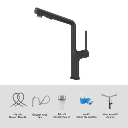 Vòi rửa bát nóng lạnh Kluger KLF0001B có dây rút 9 Ảnh cấu tạo Kluger KLF0001B có dây rút