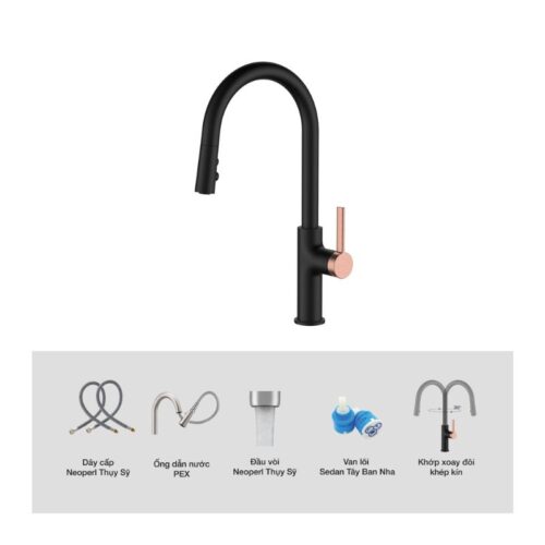 Vòi rửa bát nóng lạnh Kluger KLF0005B có dây rút 12 Ảnh cấu tạo Kluger KLF0005B có dây rút