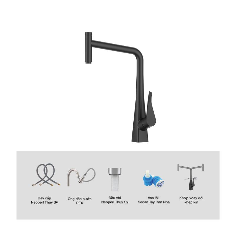 Vòi rửa bát nóng lạnh Kluger KLF0016B có dây rút 5 Ảnh thông số Kluger KLF0016B có dây rút