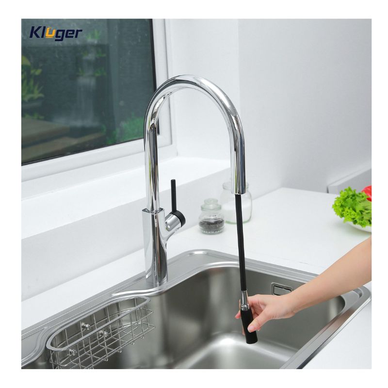 Vòi rửa bát nóng lạnh Kluger KLF0006C có dây rút 8 Ảnh vòi kéo Kluger KLF0006C có dây rút