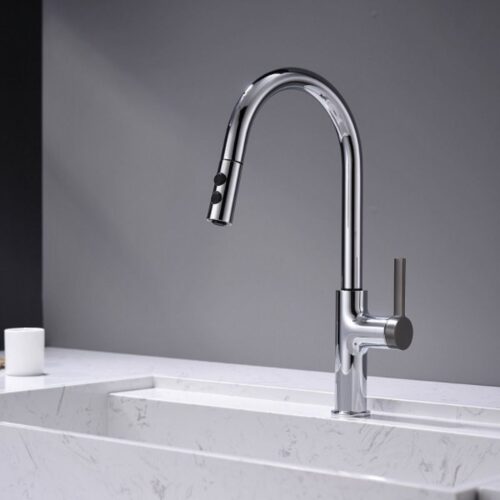 Vòi rửa bát nóng lạnh Kluger KLF0005C có dây rút 11 Ảnh vòi rửa bát nóng lạnh Kluger KLF0005C có dây rút