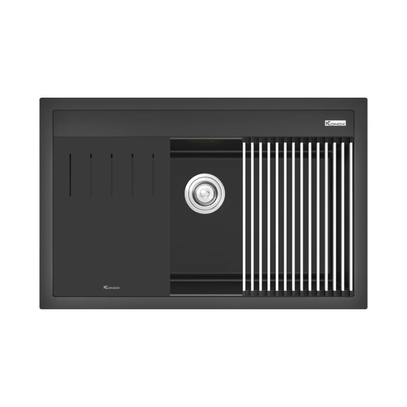 Chậu rửa bát đá 1 hố Konox Terra 790S Black 3 Chậu rửa bát đá 1 hố Konox Terra 790S Black