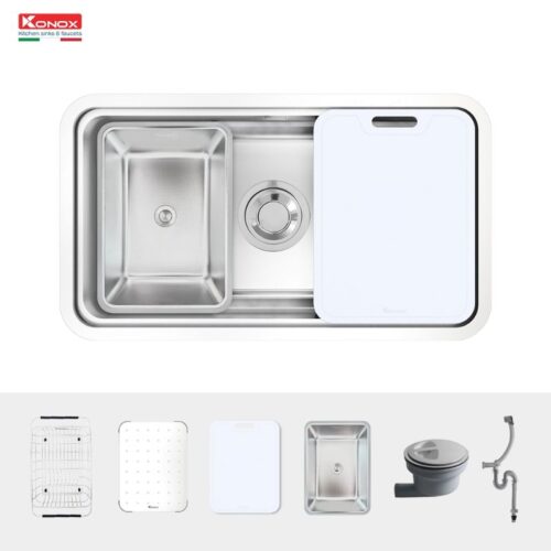 Chậu rửa bát inox 1 hố Konox KN8347SU Dekor 8 Chi tiết chậu rửa bát inox 1 hố Konox KN8347SU Dekor