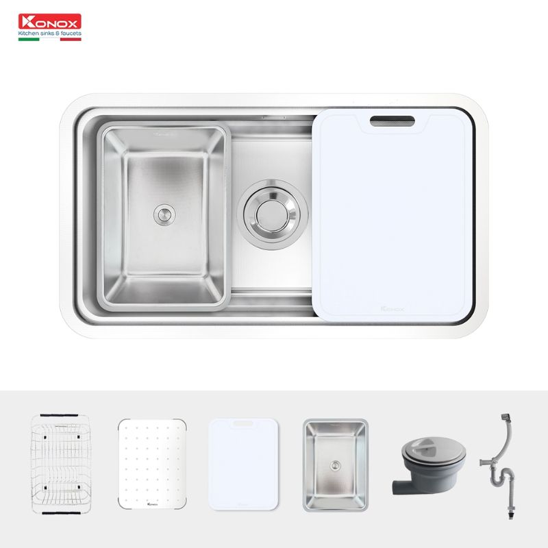 Chậu rửa bát inox 1 hố Konox KN8347SU Dekor 5 Chi tiết chậu rửa bát inox 1 hố Konox KN8347SU Dekor