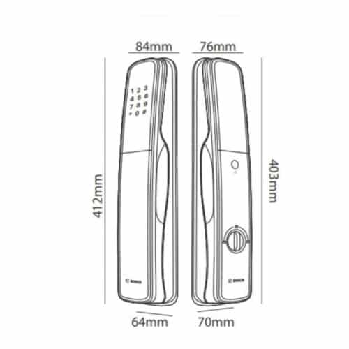 Kích thước khóa cửa thông minh Bosch EL800X EU Gray
